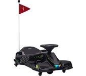 Homcom Go Kart Eléctrico para Niños 8-12 Años Velocidad 3-8 km/h para Drifting con Luces y Música, Negro