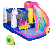 Outsunny Castillo Hinchable Infantil con Tobogán Piscina Cama de Salto Inflador y Bolsa de Transporte 345x300x210 cm Multicolor   Aosom España