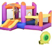 Outsunny Castillo Inflable para Niños en el Jardín, Parque Acuático Inflable con Tobogán, Trampolín y Piscina, Multicolor, 280x 250x170cm