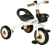 AIYAPLAY Triciclo para Niños de 2 a 5 Años Bicicleta Infantil con Asiento Ajustable Cesta Timbre y Pedales 70,5x50x58 cm Crema   Aosom España