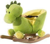 Homcom Balancín Infantil en Forma de Dinosaurio de Felpa para Bebés 18-36 Meses con Sonido Cinturón Manillar 60x33x45 cm Verde   Aosom España