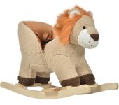 Homcom Caballito Balancín Infantil en Forma de León de Felpa para Bebés 18-36 Meses con Sonido Cinturón de Seguridad 68x35x50 cm Marrón   Aosom España