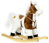 Homcom Caballo Balancín para Niños de +3 Años con Música Sonido y Función de Cola Mover la Cola Carga 30 kg 68x26x62 cm Marrón
