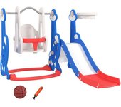 AIYAPLAY 4 en 1 Parque Infantil Interior para +18 Meses Conjunto con Trepador y Canasta con Temática de Cohete Multicolor