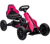 Homcom Go-Kart, vehículo para niños con asiento ajustable, coche a pedales, tretcar con freno de mano, 3-8 años, exterior, Rosa