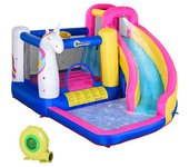 Outsunny Castillo Hinchable Infantil con Tobogán Piscina Cama de Salto Inflador y Bolsa de Transporte 345x300x210 cm Multicolor   Aosom España