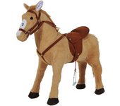 Homcom Caballo de Juguete para Niños de +3 Años con Sonidos y Estructura de Metal Carga 60kg 85x28x60 cm Beige