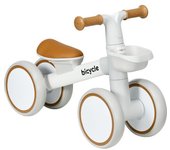 AIYAPLAY Bicicleta sin Pedales para Niños de 12-36 Meses con Asiento Ajustable Cesta y 4 Ruedas Silenciosas 56x27x39 cm Blanco
