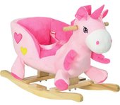 Homcom Caballito Balancín Unicornio con Música, Seguridad y Comodidad para Niños, Rosa Encantador 65x35x45cm   Aosom España