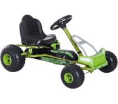 Homcom Go Kart para Niños Coche de Pedales Vehículo Infantil con Asiento Ajustable Pedal con Freno de Mano a partir de 3 años Verde 95 x 66,5 x 57cm