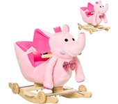 Homcom Caballito Balancín con Ruedas y Músicas Forma de Elefante para Bebés +18 Meses en Rosa 60x35x45 cm   Aosom España