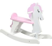 Homcom Caballito Balancín para Niños de 1-3 Años de Madera con Manillar y Pedales Carga 50 kg 68x27x46,5cm Blanco y Rosa   Aosom España