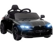 AIYAPLAY Coche de Batería para Niños 12V BMW M4 con Mando a Distancia Faros Bocina Música Velocidad 3-5 km/h Negro