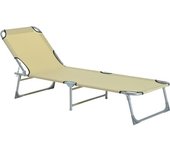Outsunny Cama Plegable Camping con Respaldo Ajustable en 4 Niveles Carga 120 kg para Playa Jardín Piscina 187x58x28 cm Beige   Aosom España