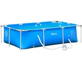 Outsunny Piscina Desmontable Tubular 252x152x65 cm con Depuradora de Cartucho 1200L/H Rectangular para Adultos y Niños 2163L Azul   Aosom España