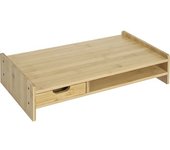 Homcom Soporte de Monitor de Bambú Elevador de Pantalla Mesa de Ordenador Portátil Organizador de Escritorio 49x25.5x11.5 cm   Aosom España