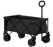 Outsunny Carrito de Jardín Plegable con Ruedas Grandes Todo Terreno y Mango Ajustable Carga 100 kg para Campaña Compra Negro