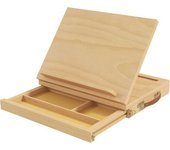 Vinsetto Caballete de Mesa de Madera Plegable con Cajón Altura Ajustable para Pintura y Dibujo 33,5x26x26 cm Natural   Aosom España