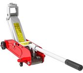 Homcom Gato Hidráulico de 2 Toneladas con Altura Ajustable 12-30 cm y 4 Ruedas para Apoyar Coches Rojo y Amarillo