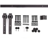 Homcom Kit de Herraje para Puerta Corredera de Madera 200 cm Accesorios Guía de Riel Acero al Carbono Carga 90 kg Marrón   Aosom España