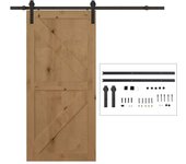 Homcom Herraje Puerta Corredera 200 cm Kit Riel 1 Puerta Granja Madera 100 cm Ancho Acero Carbono 90 kg   Aosom España