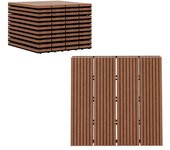 Outsunny Set de 11 Piezas Baldosas de Exterior 30x30 cm 1 m² Antideslizantes y Resistentes al Clima de Fácil Instalación Marrón