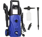 DURHAND Hidrolimpiadora 1600W Caudal 432 L/h Bomba de Aluminio Presión de 135 Bar Manguera 6m Incluye Cepillo 32x24x65 cm Azul   Aosom España