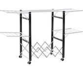 Homcom Tendedero de Ropa Plegable Aluminio Móvil con 4 Alas Laterales y Estante para Zapatos 4 Ruedas con Frenos 157,5x54x101 cm Blanco   Aosom España