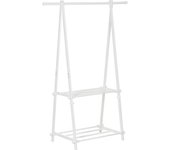 Homcom Perchero de Pie Plegable con 2 Estantes y Barra para Colgar Ropa Perchero para Dormitorio Entrada 107,5x45x150 cm Blanco   Aosom España