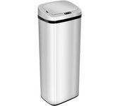 Homcom Cubo de Basura Inteligente 50L con Sensor Infrarojo Botón Táctil Manual Bote Automático Cuadrado Tapa Acero Inoxidable Plateado   Aosom España