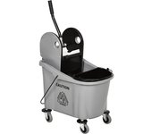 Homcom Cubo de Fregona con Ruedas 36L Carro de Limpieza con Escurridor de Presión y 2 Cubetas Separadas 54x41x91,5cm Gris   Aosom España