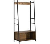 Homcom Perchero con Zapatero y Banco Mueble Recibidor con 5 Ganchos para Pasillo Entrada 84x40x169 cm Marrón Rústico   Aosom España