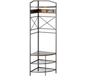 Homcom Perchero de Pie Angular con Banco y Zapatero en Estilo Industrial, 50x50x183cm, Marrón