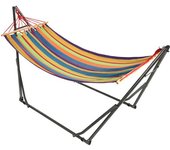 Outsunny Hamac de jardín plegable tendedero de ropa con soporte curvado en metal epoxi hamaca en pie para 1 persona carga máxima 120 kg   Aosom España