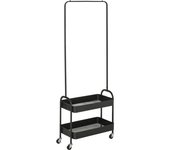 Homcom Perchero con Zapatero Perchero con Ruedas con Barra para Colgar y 2 Cestas para Entrada Dormitorio Salón 56,5x31,5x152,5cm Negro   Aosom España