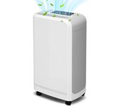 Homcom Deshumidificador 12L/día Depósito de Agua 2,5L con Ruedas Temporizador de 24 Horas Pantalla Digital de Humedad Blanco