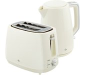 Homcom Juego de Hervidor de Agua Eléctrico 2200W 1,7L y Tostador Pan Ranura Ancha para 2 Rebanadas 3 Funciones Crema