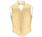 Vesuvio Napoli Paisley diseño vestido chaleco y pajarita pajarita conjunto para Tux juego de hombres Oro M