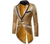 Sliktaa Mens Sequin Swallowtail Suit Jacket Party Show Tux Dress Coat
