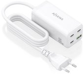 Cargador de Sobremesa AISENS ASCH-100W4P053-W GaN 100W 3xUSB-C PD/QC PPS 1xUSB-A QC3.0 Blanco