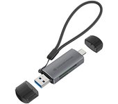 Conceptronic BIAN05G Lector de Tarjetas SD/MicroSD 3.0 USH-I de Doble Conector USB-A/USB-C 3.0