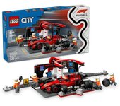 Lego City Parada en Boxes de F1 y Equipo de Mecánicos con Coche Ferrari para Niños de 6+ Años