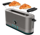 Tostador Cecotec Ranura Larga 1050W, Anillo Luminoso, 7 Niveles, Acero Inoxidable
