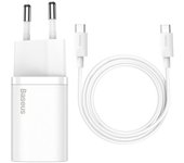 Cargador Baseus TZCCSUP-L01 25W Super Si USB-C 1 Puerto Carga Rápida Blanco 1m