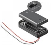 Goobay Portapilas con Interruptor para 2 Pilas LR6 AA Negro