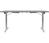 kaiserkraft Mesa plegable con armazón en doble T, armazón de tubo redondo de acero cromado, gris luminoso / antracita, A x P 1400 x 700 mm