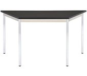 eurokraft basic Mesa multiuso, trapezoidal, H x A x P 740 x 1400 x 700 mm, tablero negro, armazón cromado