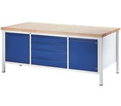 RAU Banco de trabajo, bastidor modular, 4 cajones de tamaño XL, 2 puertas, profundidad 900 mm, anchura 2000 mm
