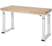 RAU Mesa de trabajo, altura regulable eléctricamente, altura 740 - 1140 mm, tablero de haya maciza, A x P 1500 x 700 mm