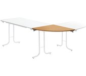 kaiserkraft Mesa de ampliación para mesa plegable, tablero en cuarto de círculo, 700 x 700 mm, armazón negro, tablero en decoración de haya